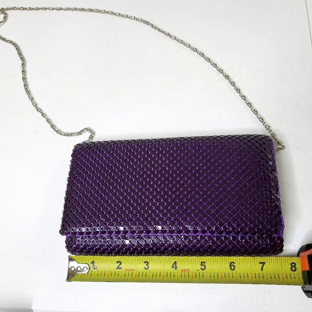 Jessica McClintock Purple Gold Beaded Clutch Purse